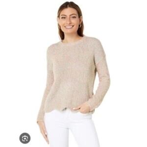 Lilly Pulitzer Sweater Womens Med Rainbow Metallic Gliana Scalloped Hem Glitter